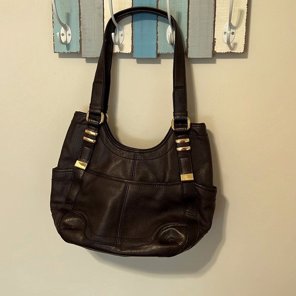 Tignanello Women’s Brown Genuine Leather Shoulder Bag / Magnetic Snap Closure
